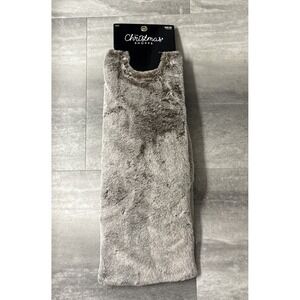 Grey Faux Fur Tree Skirt Christmas Shoppe 48" Circle Heavy Satin Like Lining
